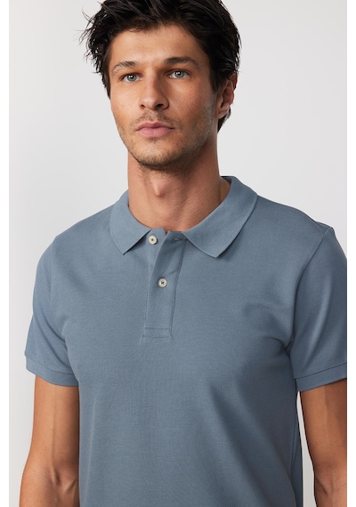 Tudors Erkek Slim Fit Dar Kesim Pamuk Mavi Polo Yaka Tişört-32728 Mavi