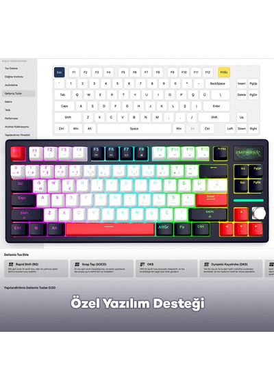 Inca Ikg-460ix Pro Manyetik White Switch Gaming Klavye 2k Hz Hot Swap Bluetooth 5.4 Rgb Dijital Bilgi Ekranı