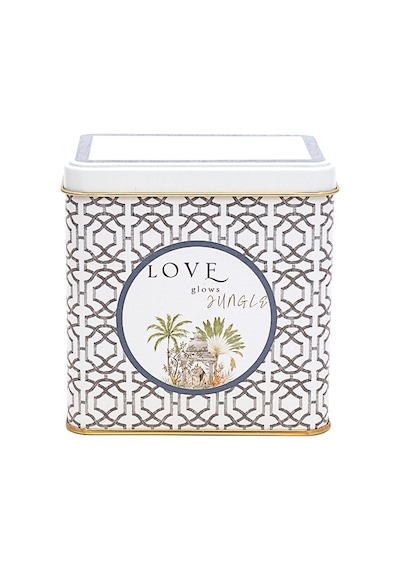 Forrest Grey Love Desenli Dikdörtgen Metal Saklama Kabı 8 x 12 x 12 CM 1 L Çok Renkli