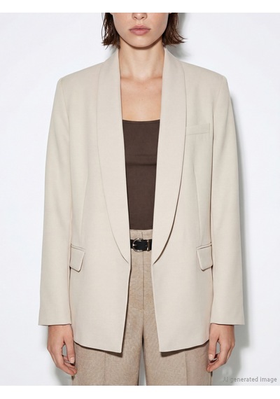 Lcw Vision Bej Şal Yaka Krep Kadın Blazer Ceket