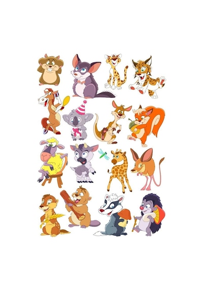 Sevimli Hayvanlar Sticker Set-1 16 Parça Telefon, Tablet, Defter, Laptop Sticker