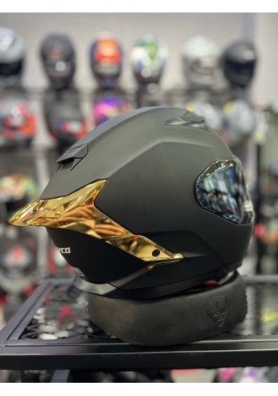 Scoyco 865 Gold Vizör Kapalı Kask Mat Siyah
