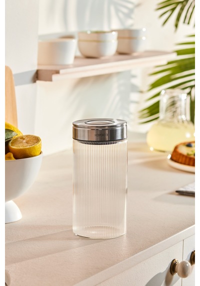 Karaca Ripple Inox Cam Saklama Kabı 1000 Ml Beyaz