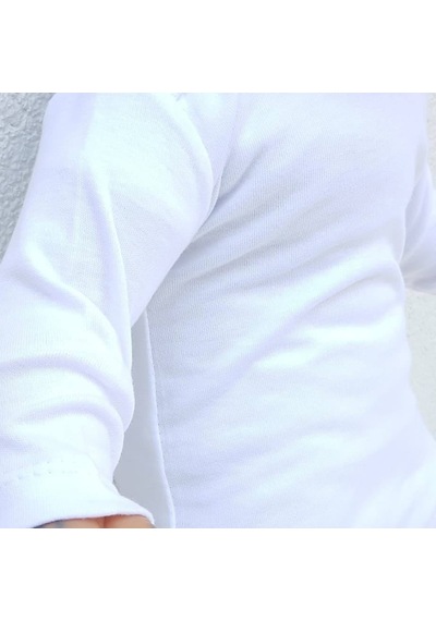Bebegen Beyaz Sade Uzun Kollu Alttan Çıt-Çıtlı Badi Zıbın Beyaz