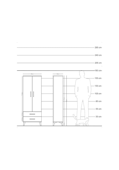 Arges Dolap 2 Raflı 2 Çekmeceli Tek Askılı 60x30x163 Antrasit-aytaşı Antrasit