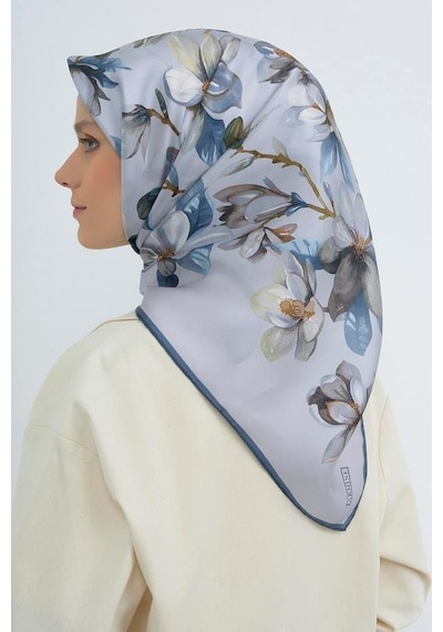 Armine İpek Eşarp 2026 Yaz - 9524-01 Buz Mavi Gümüş Sura