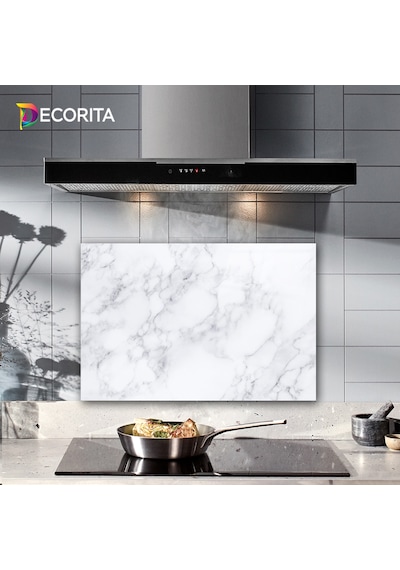 Decorita Klasik Mermer Desenli Cam Ocak Arkası Koruyucu  40x60cm