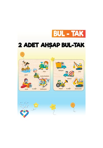 Eğitici 2 Adet Bul-tak Oyuncak Taşıtlar Ve İş Makineleri