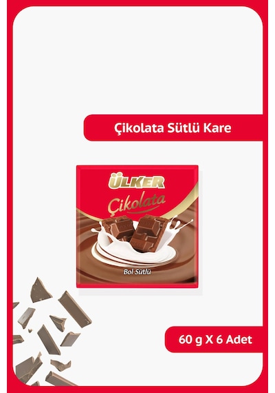 Ülker Bol Sütlü Kare Çikolata 6 x 60 G