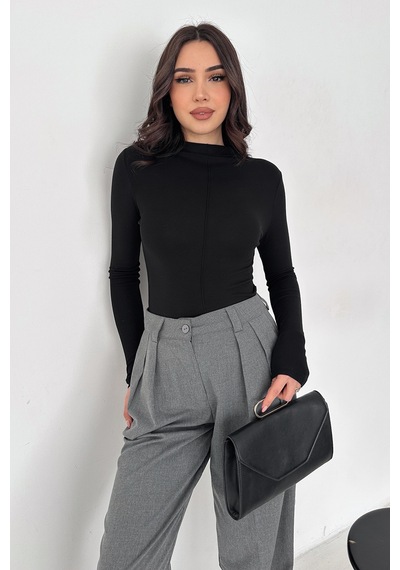 Noa & Noa Kadın Dikiş Detaylı Fit Bluz White Line Siyah