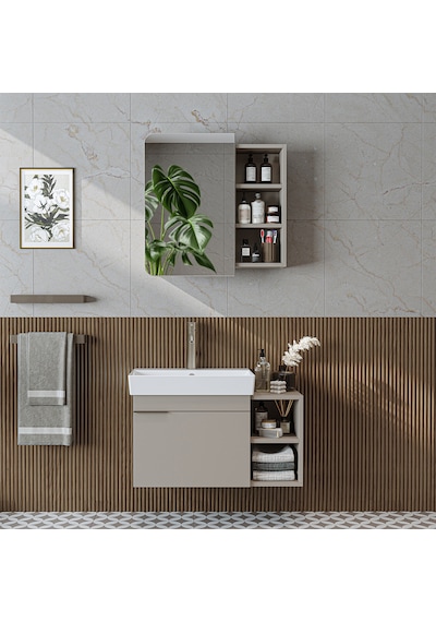 Likya Tek Kapaklı Lavabolu 82 Cm Banyo Alt Dolabı + Üst Dolabı, Lavabolu Mdflam Banyo Dolabı Takımı Kumtaşı Likya Tek Kapaklı Lavabolu 82 Cm Banyo Alt Dolabı + Üst Dolabı, Lavabolu Mdflam Banyo Dolabı Takımı Kumtaşı