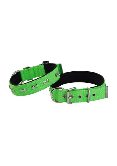 Actirex Neon Kemik Desenli Köpek Boyun Tasması Yeşil S 2.5 x 37 - 45 CM