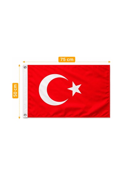 50x75 Cm Alpaka Kumaş Türk Bayrağı Dikişli Kenar, Balkon Ve Dış Mekan Kullanıma Uygun Tek Ebat