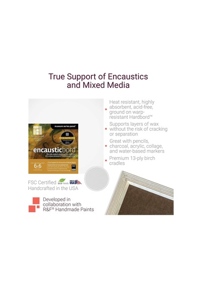 Lexroo Ahşap Boyama Paneli: Müze Serisi Encausticbord, 6x6, 1/8 İnç Derinlik 4 Standart