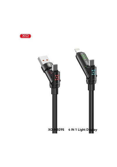 Nb-295 Işıklı Göstergeli Hızlı Şarj Data Kablosu - 4'ü 1 Arada Metal Başlıklı