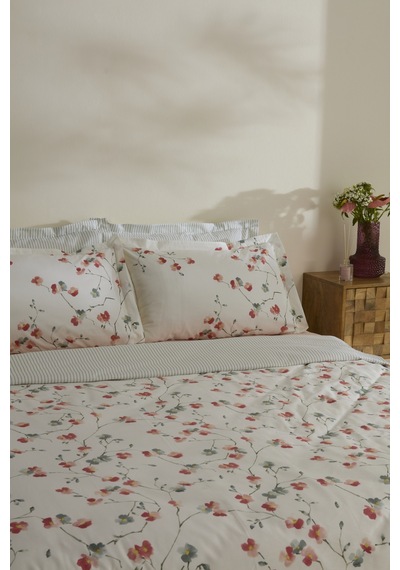 Karaca Home Lilian %100 Pamuk 120 Tel Çift Kişilik Saten Nevresim Takımı Beyaz