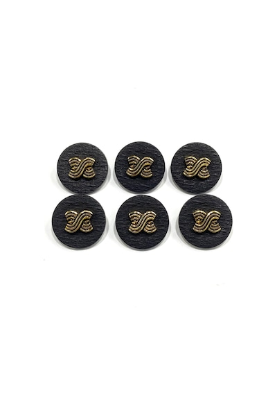 Kaban Mont Düğmesi / Kabartma Gold Detaylı / Siyah 2,7 Cm / Kod:2620