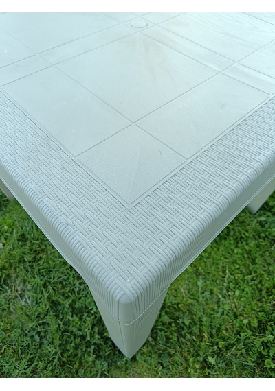 Evko Mobilya Rattan 90x90 Masa, Plastik Masa, Bahçe Balkon Teras Masası, Kare Masa, Dış Mekan Masası Cappuccino