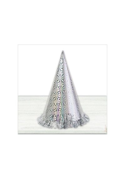 Hologram Karton Şapka. 32 CM - Gümüş