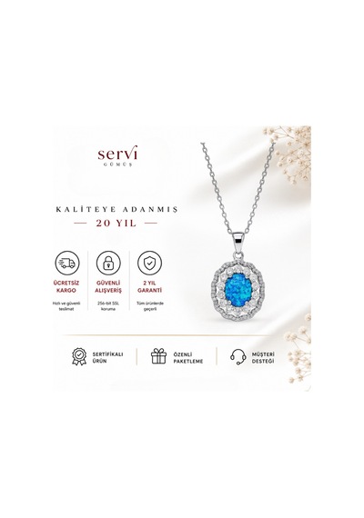 Servi 925 Ayar Gümüş Fiore Opal Kolye-77