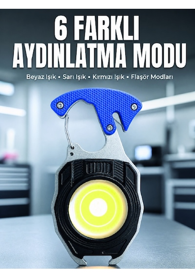 Araç Kamp Outdoor Ve Tamir İşleri İçin Çok Amaçlı Cob Led Şarjlı Kurtarma Ve Çalışma Feneri Çokrenkli