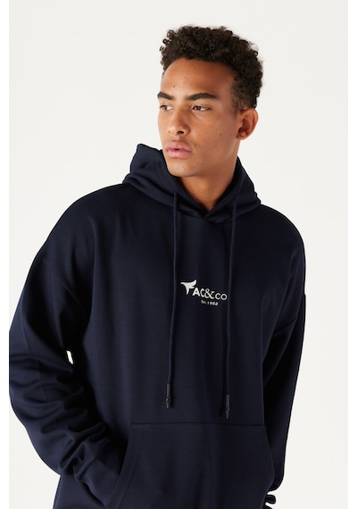 Ac&Co / Altınyıldız Classics Erkek Lacı Oversize Bol Kesim Kapüşonlu Pamuklu Baskılı Sweatshirt