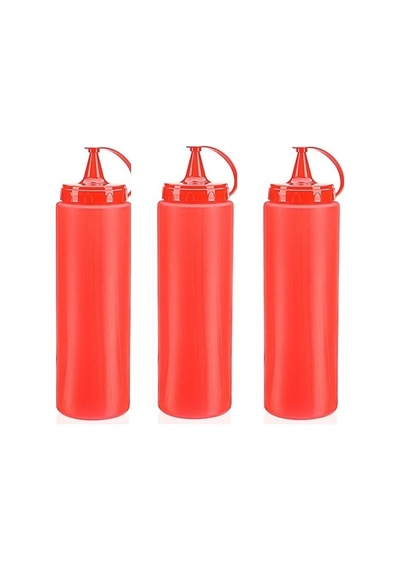Ketçap Şişesi - 1000ml Dev Boy Kırmızı 3 Adet Cpr-5915-5a915