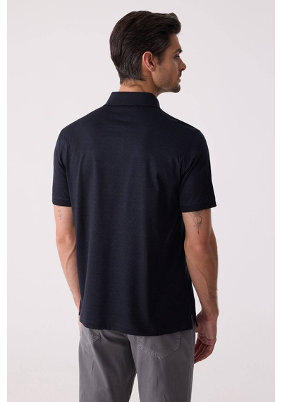 Erkek Füme Regular Fit Merserize Desenli Polo Yaka Tişört