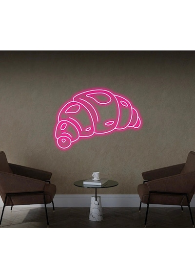Kruvasan Şekilli Neon Tabela Pembe