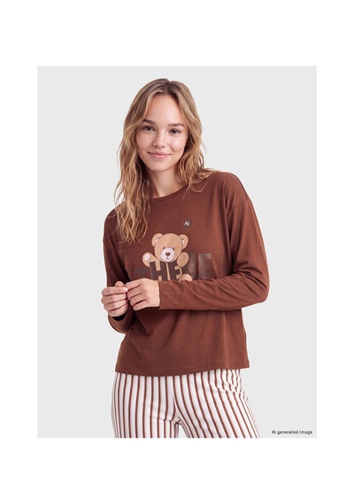 Lcw Young Pembe Ayı Baskılı Kadın Pijama Takım