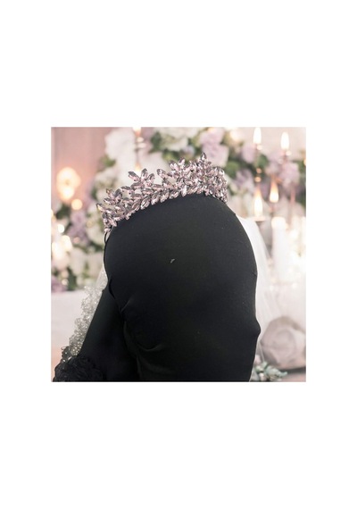 Kristal Taşlı Zarif Gelin,kına,nişan,söz,after,bride,party Taç Pembe - 707821550 Pembe