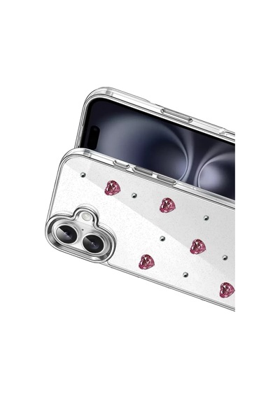Mey İthalat Apple Uyumlu iPhone 16 Fiyonk Desenli Kapak - Desen 3 Şeffaf