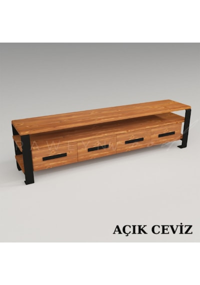 Raweyn Sea Doğal Ahşap Tv Ünitesi - 180cm Açık Ceviz