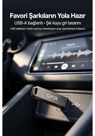Qar Usb Flash Bellek Metal Siyah 64 Gb Usb 3.0  Güvenli