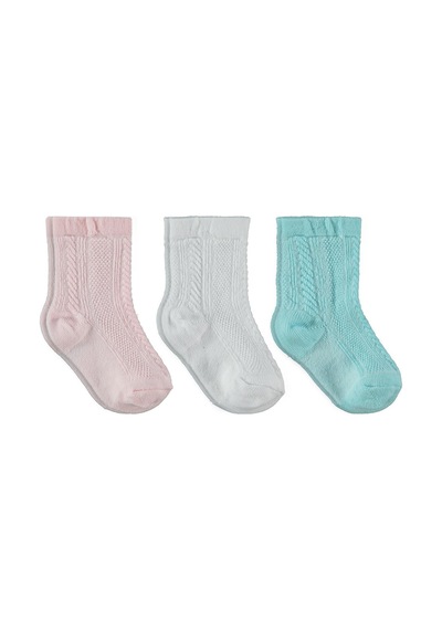 Civil Baby Jakarlı Basic 3'lü 6-18 Ay Bebek Kız Çorap Set - Standart
