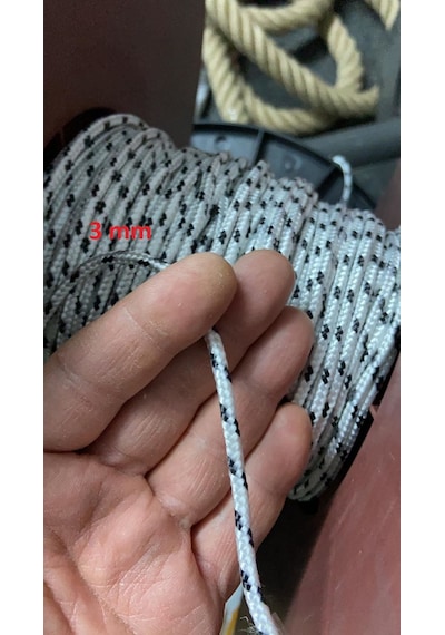 Molhalat 3 MM İskota Halat 200 M -Parlak Örgülü Halat - Bayrak İpi Yük