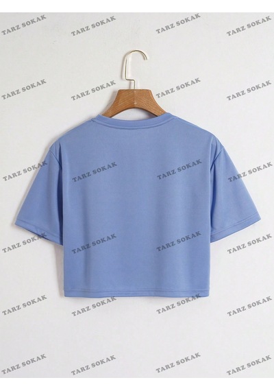 Flood Of Style Crop Ckod-232913 Düz Kısa Mavi