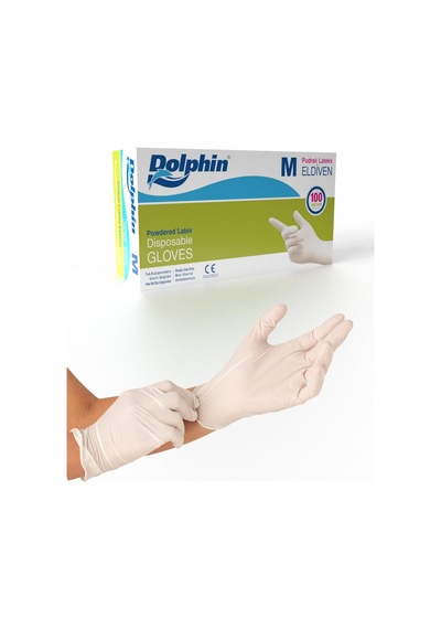 Dolphin Beyaz Lateks Eldiven Pudralı M 100 Adet Diğer