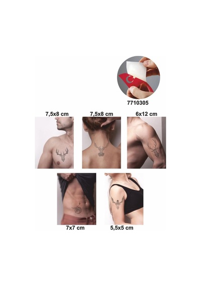 Enhavalı Geyik Desenleri Geçici Dövme Kına Şablonu 5'li