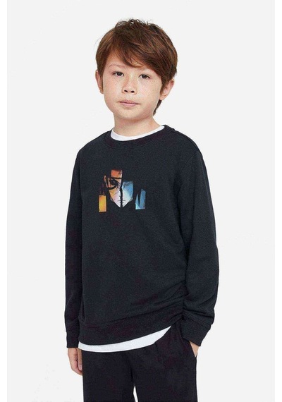 Tshirthane Anime Hashirama Senju Baskılı Unisex Çocuk Siyah Sweatshirt Siyah