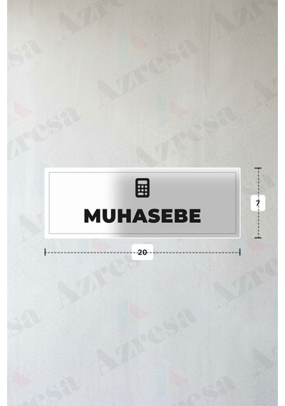 Muhasebe Yazılı - Metal - Beyaz Renk - Kapı İsimliği - 20x7 Cm