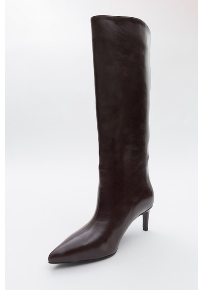Luvishoes Luvi Shoes Camila Bordo Cilt Kadın Topuklu Çizme Bordo