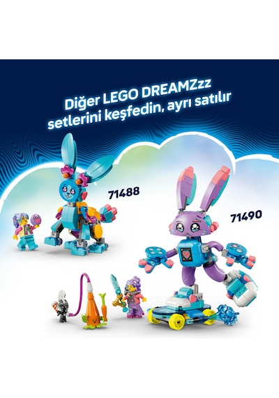 LEGO® DREAMZzz™ Izzie ve Oyun Tavşanı Bunchurro 71490 - 7 Yaş ve Üzeri Çocuklar için Yaratıcı Oyuncak Yapım Seti (252 Parça)