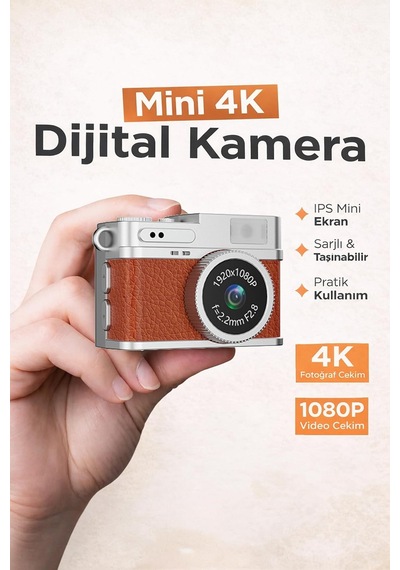 Mini Dijital Kamera Selfie Video Vlog Kamerası Mini Anahtarlık 1080p Cmr35 Kahverengi
