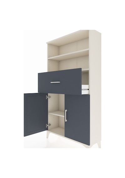 Arges Dolap 3 Raflı Tek Çekmeceli 2 Kapaklı 88x30x163 Aytaşı-antrasit Aytası