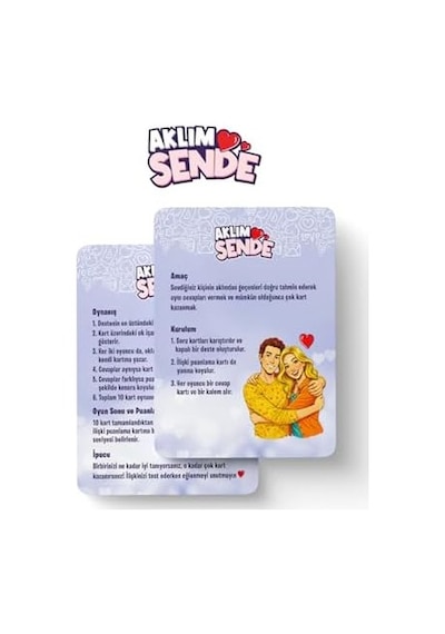 Aklım Sende, Çiftler İçin Eğlenceli Kart Oyunu, 2 Kişilik Aşk Ve Uyum Testi Kart Oyunu Kutu Oyunu