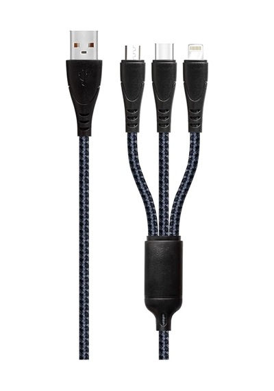 3 İn 1 Usb-a To Lightning Type-c Micro Şarj Ve Data Kablosu 3.1a 1.2m Hızlı Şarj İos Uyumlu  Type Standart