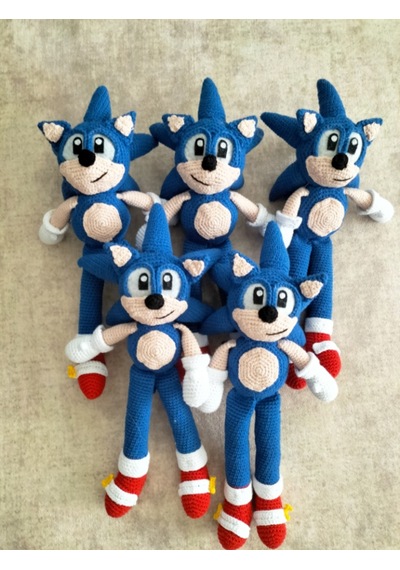 30 cm boyunca Amigurumi Mavi Super Sonic the Hedgehog oyuncak