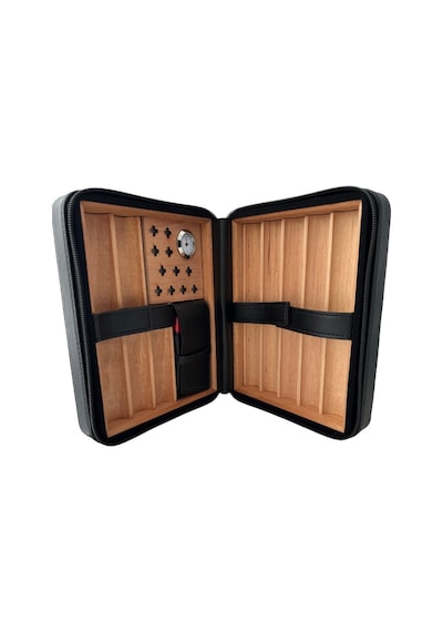 Cohiba Xl Siyah Dahili Çakmak Deri Puro Taşıma Çantası & Seyahat Humidoru