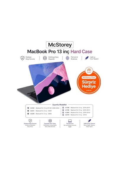 Macbook Pro 13 Dalga Desenli Kılıf A1706 A1708 A1989 A2159 A2251 A2289 A2338 M1 M2 Uyumlu Baskılı Kristal Sert Kılıf Koruyucu Kapak Pembe